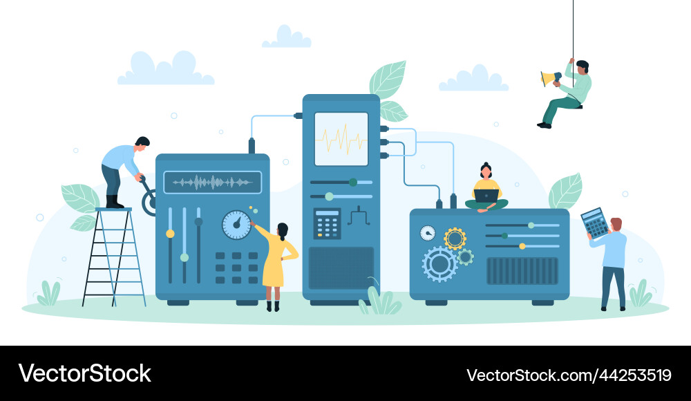 Dashboard performance tiny people measure Vector Image