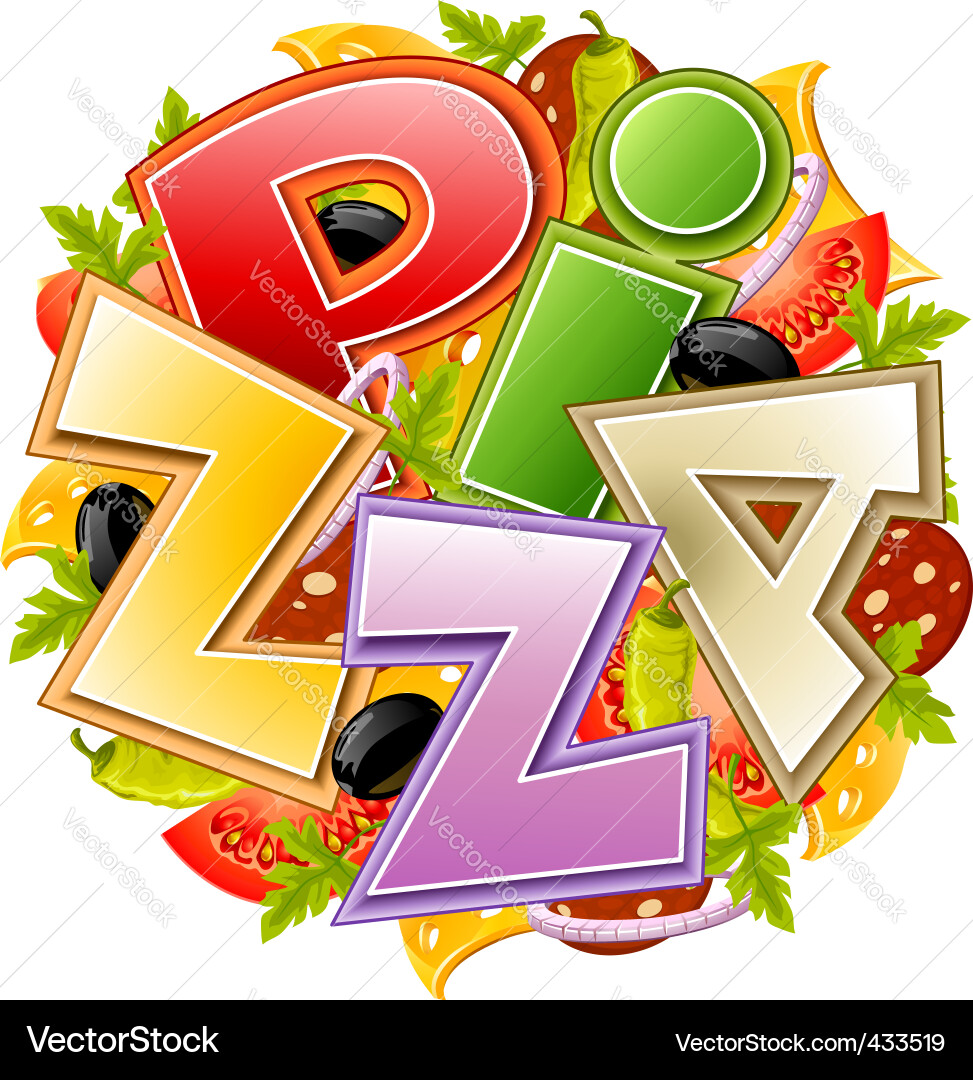 Delicious Pizza Composition Vector Image