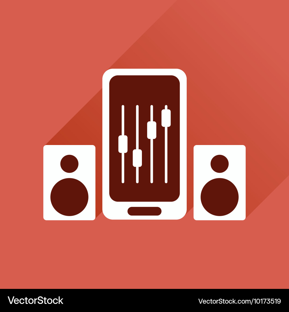 Flat web icon with long shadow mobile volume vector image
