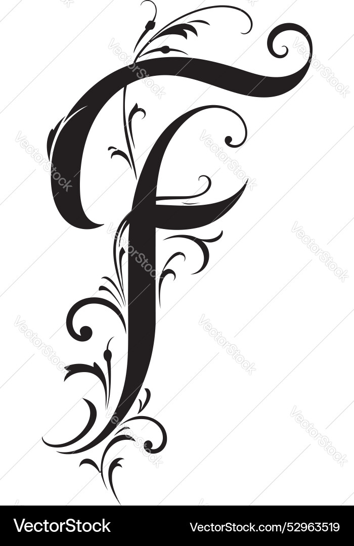 Flowing script graceful font f art festive Flowing script graceful font f art festive vector image