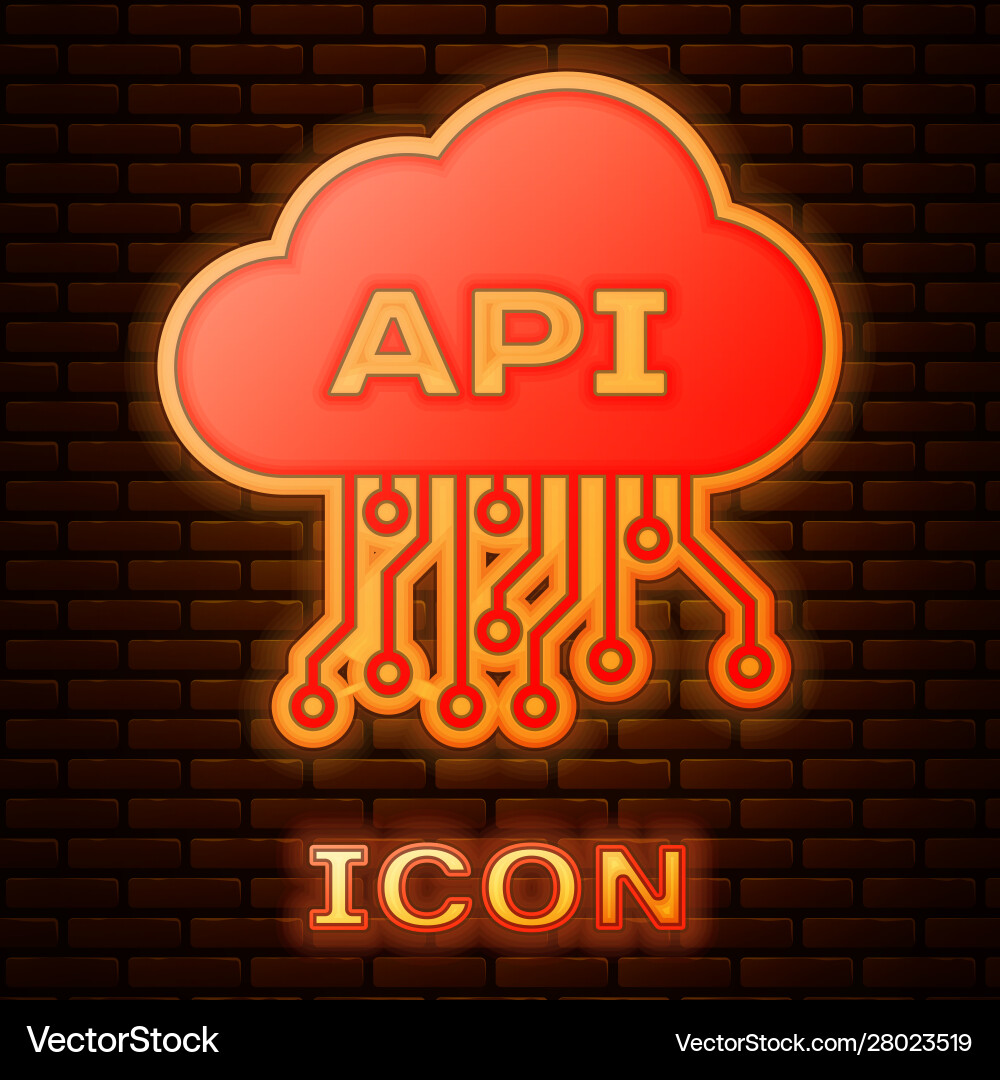 Glowing neon cloud api interface icon isolated Glowing neon cloud api interface icon isolated vector image