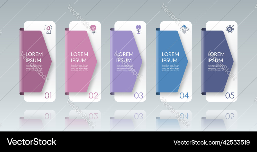 Infographic template with 5 arrow design elements Infographic template with 5 arrow design elements vector image