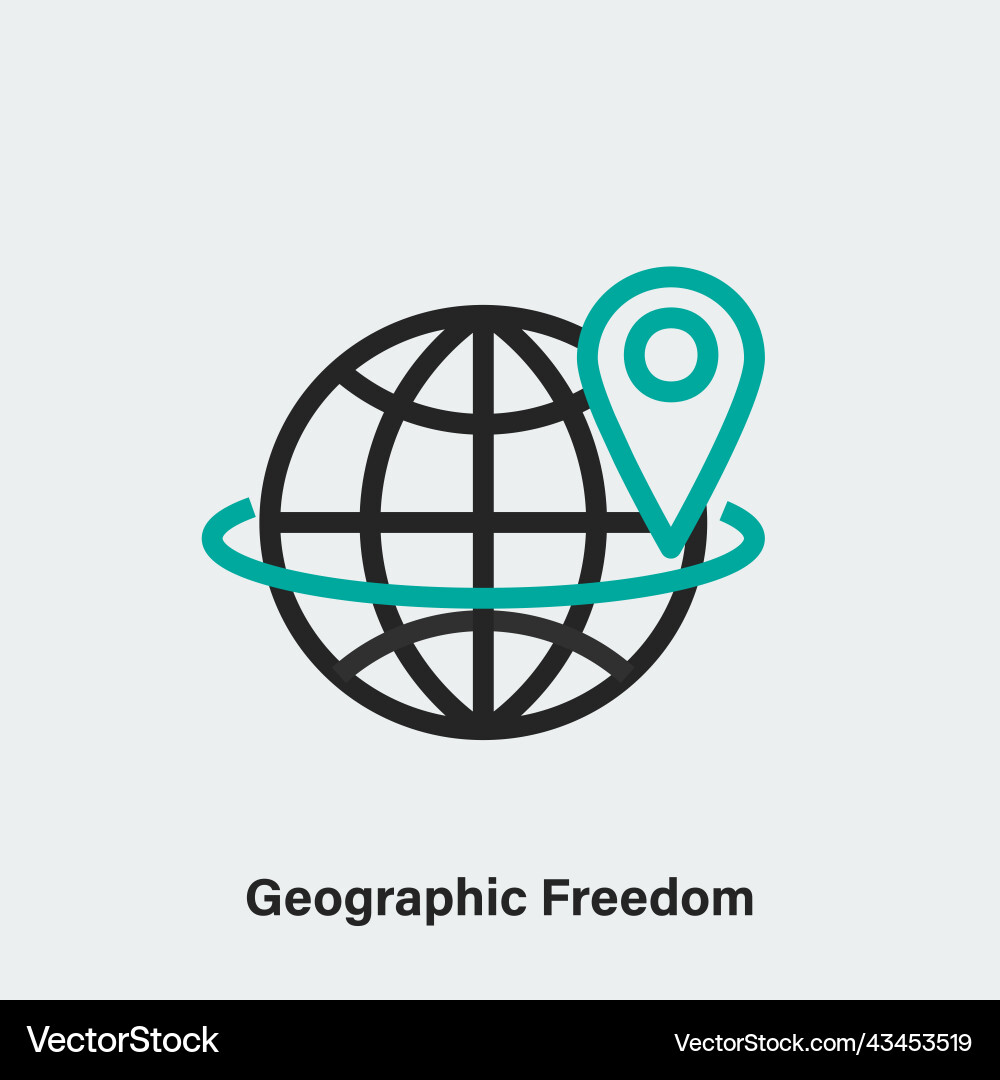 Isolated linear pictogram of globe with pin vector image