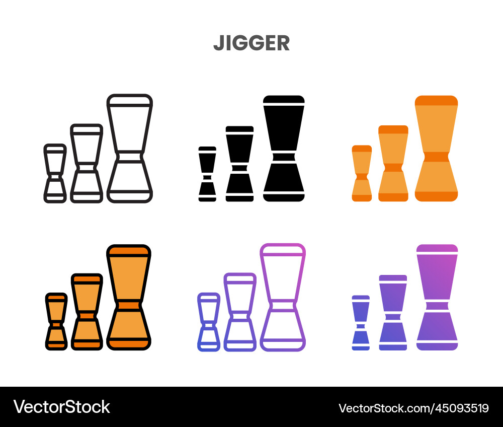 Jigger icons set with different styles Vector Image