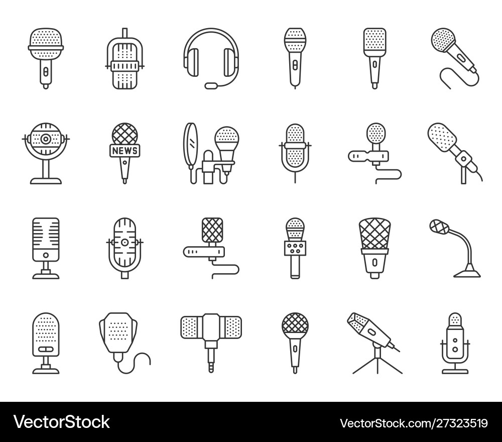 Microphone Line Icons - Simple Set vector image