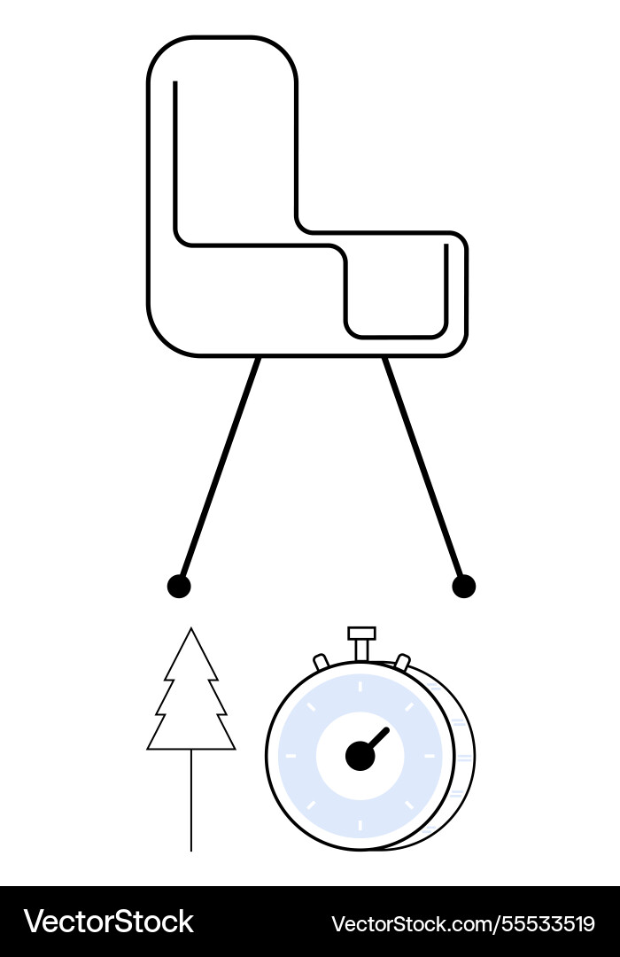 Minimalist chair design with timer and tree icon Minimalist chair design with timer and tree icon vector image