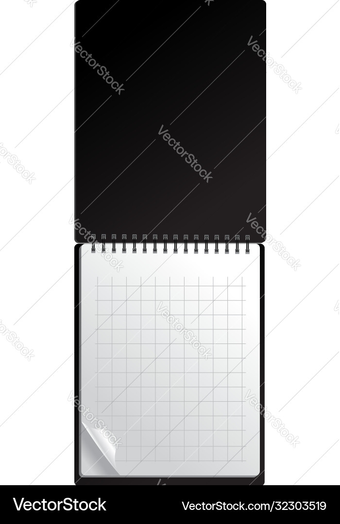 Open black notebook with page curl Open black notebook with page curl vector image