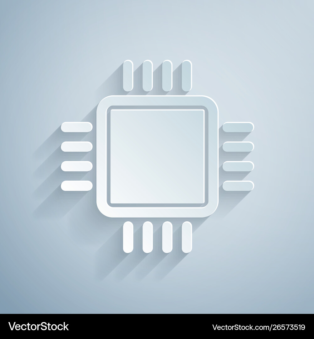 Paper cut computer processor with microcircuits Paper cut computer processor with microcircuits vector image
