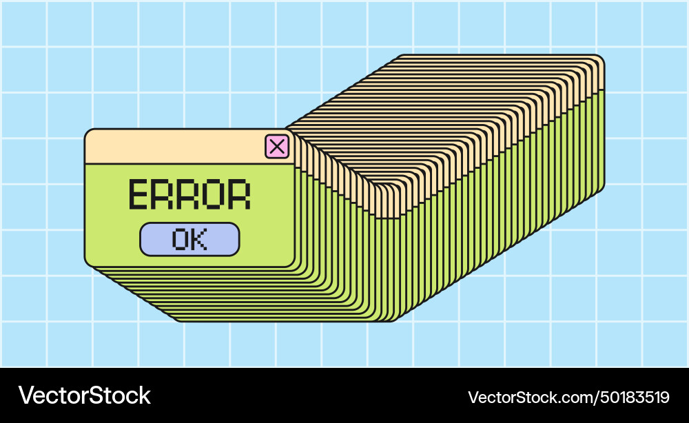 Pixelated computer error window in retro 8-bit Pixelated computer error window in retro 8-bit Vector Image