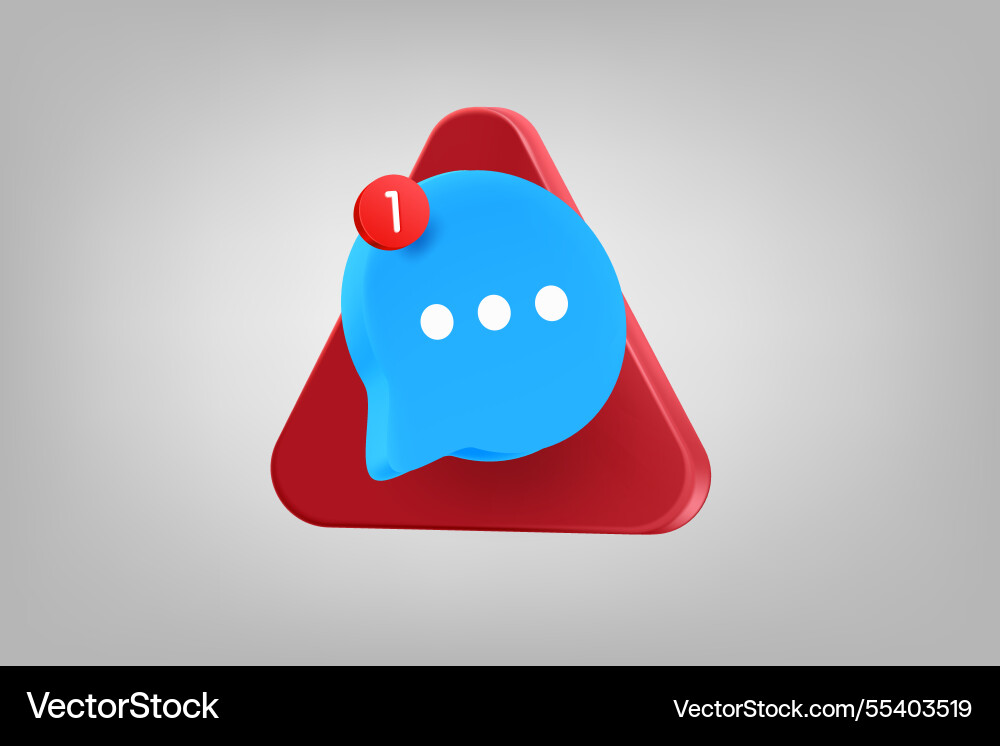 Red triangle with speech bubble 3d application vector image
