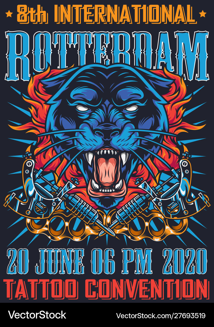 Rotterdam Panther Tattoo Fest Poster vektorbild