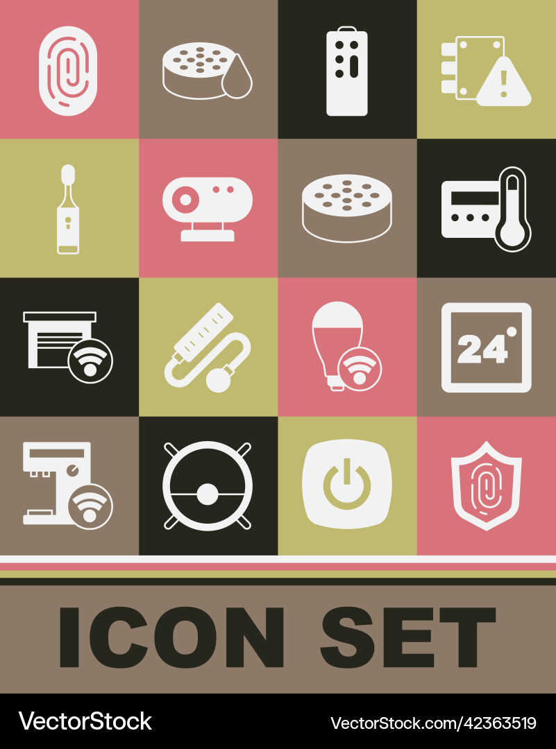 Set fingerprint thermostat remote control web Set fingerprint thermostat remote control web vector image
