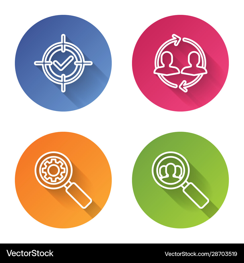 Set line target and check mark human resources Set line target and check mark human resources vector image