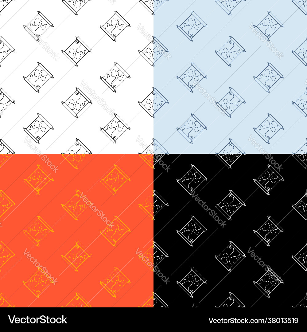Set seamless patterns with old map icon vector image