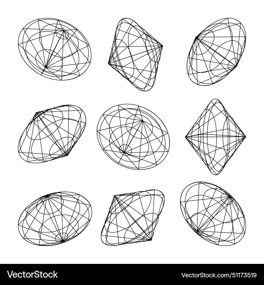 Wireframe lined shapes perspective mesh 3d grid Wireframe lined shapes perspective mesh 3d grid vector image