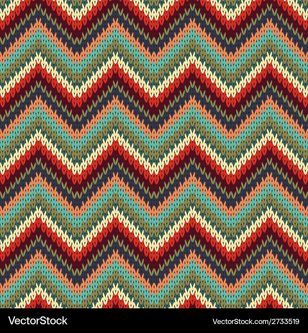 Zigzag Knitting Pattern - Colorful vector image