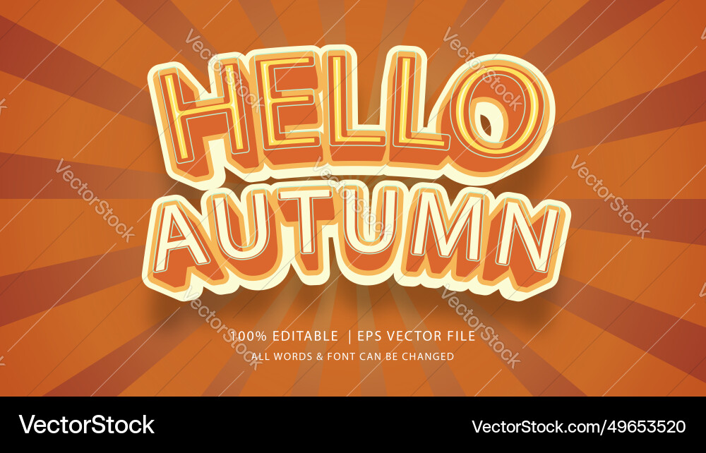 Autumn editable 3d text style effect Autumn editable 3d text style effect Vector Image