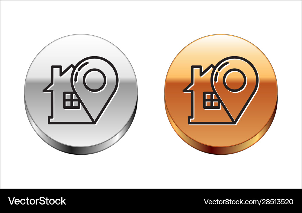 Black line map pointer with house icon isolated Black line map pointer with house icon isolated Vector Image
