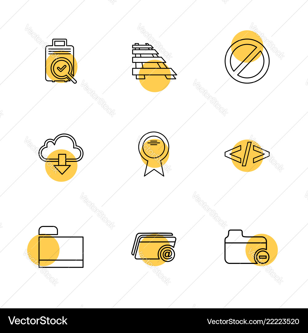 Folder files directory search code eps icons vector image