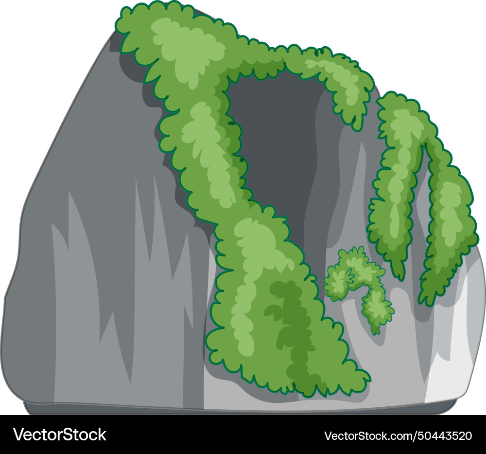 Lush greenery covering a large rock Royalty Free Vector