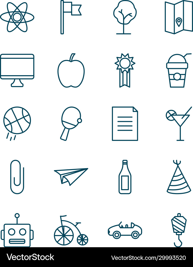 Objects line style icon set design vector image