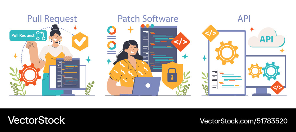 Open source set software with code available Open source set software with code available vector image