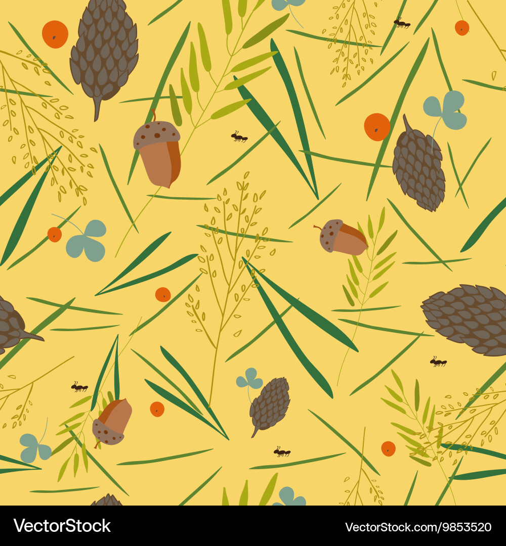 Pattern with the image of forest cones fir vector image