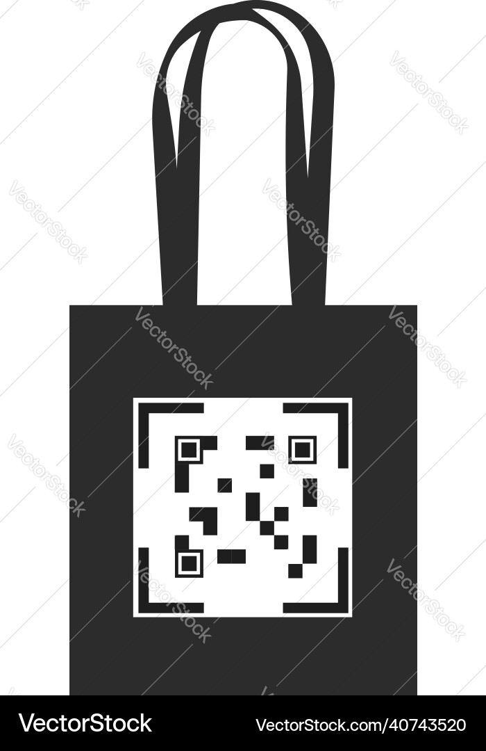 Qr code on the bag with handles image Qr code on the bag with handles image vector image