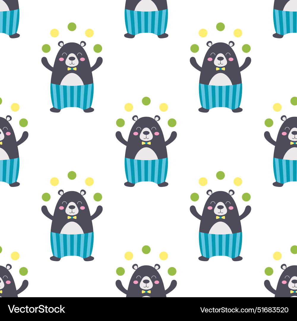 Seamless pattern with circus bear Royalty Free Vector Image