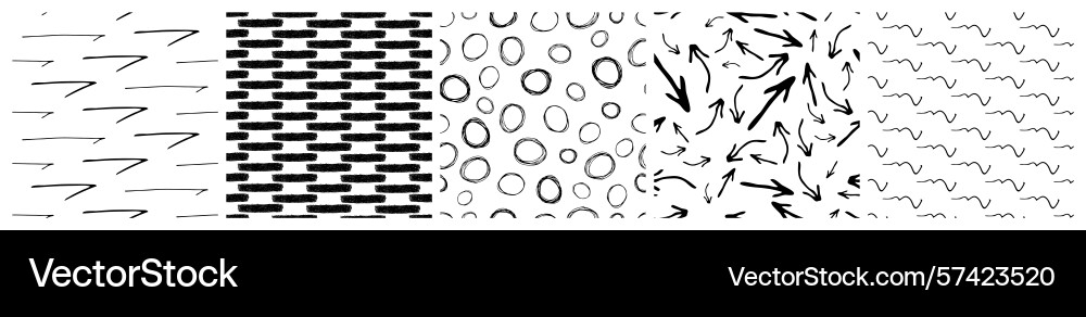Set of seamless patterns with scribble smears Set of seamless patterns with scribble smears vector image
