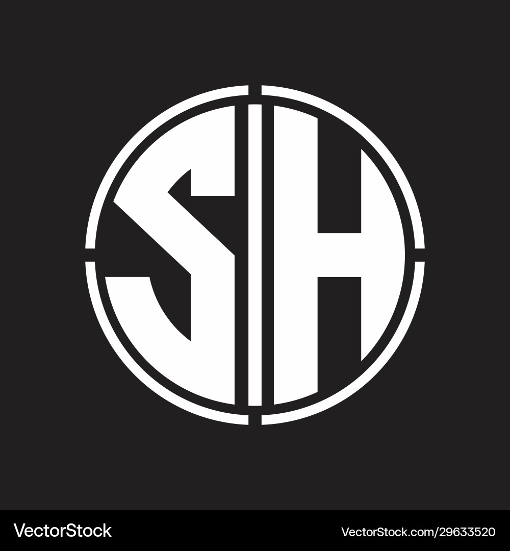 Sh logo initial mit kreislinienschnitt design Sh logo initial mit kreislinienschnitt design vektorbild