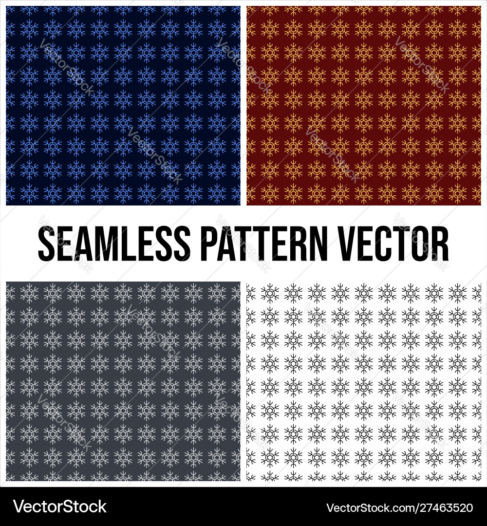 Snowflake seamless pattern with 4 color vector image