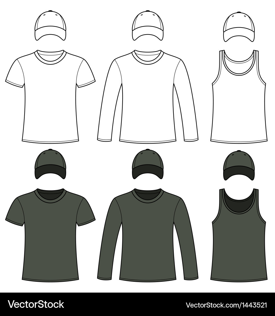 Black & White Apparel Template: Singlet, T-shirt Vector Image