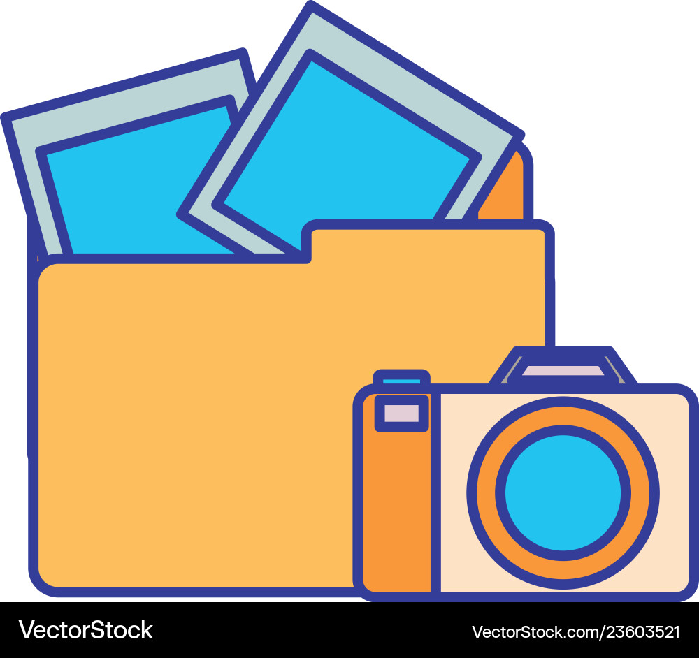 Camera with set icons isolated icon Camera with set icons isolated icon vector image