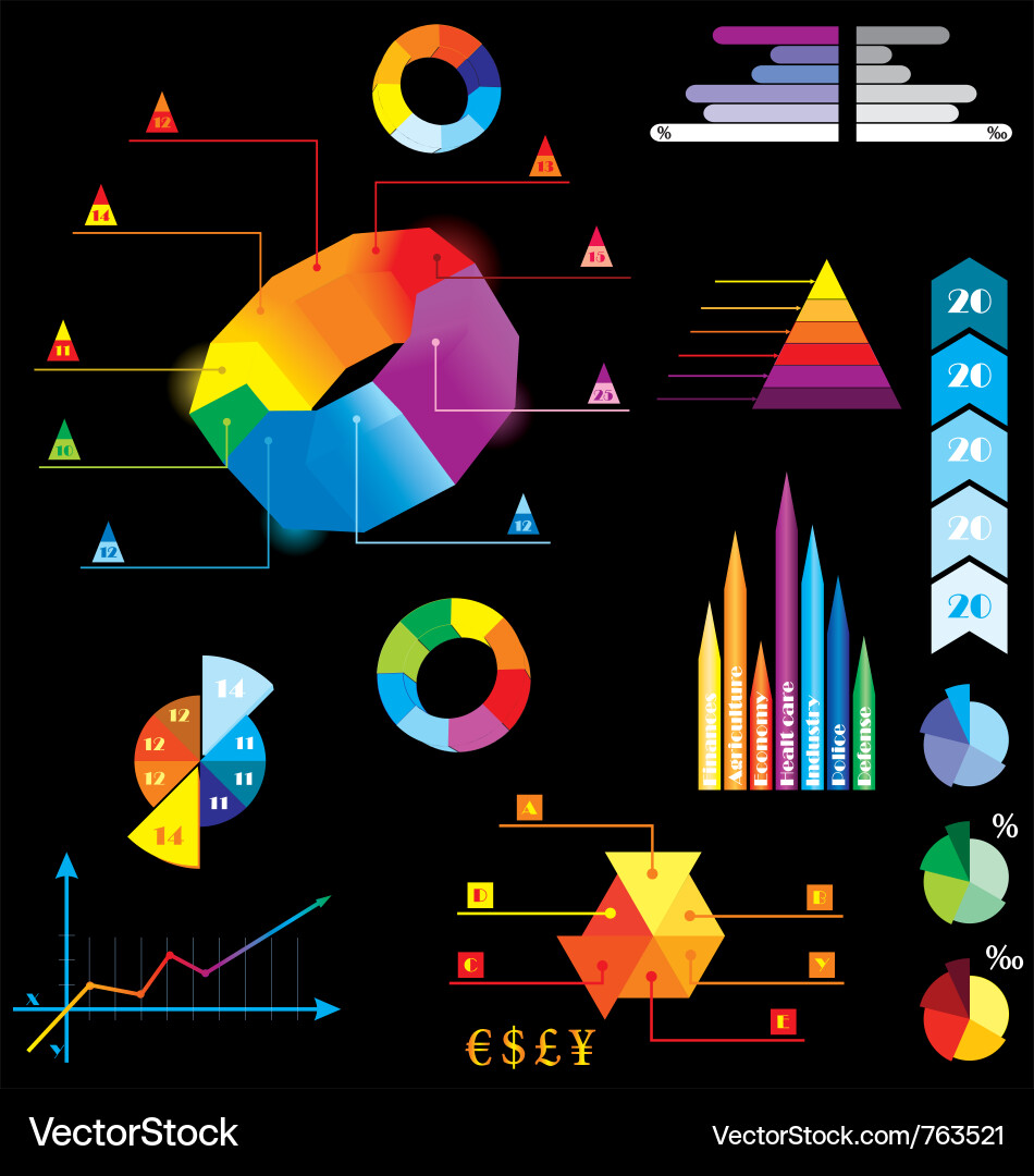 Colorful Statistical Charts and Graphs vector image