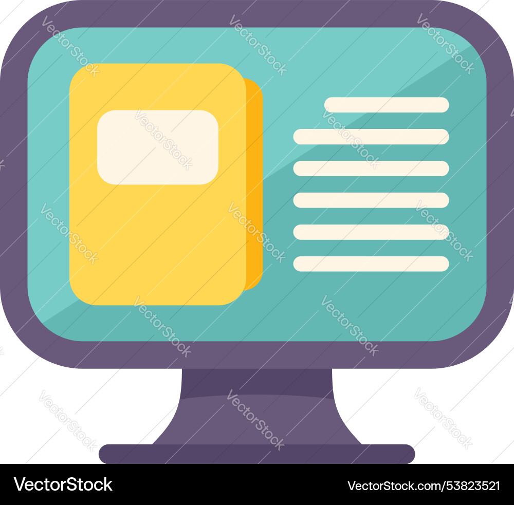 Computer displaying digital book for e learning Computer displaying digital book for e learning vector image