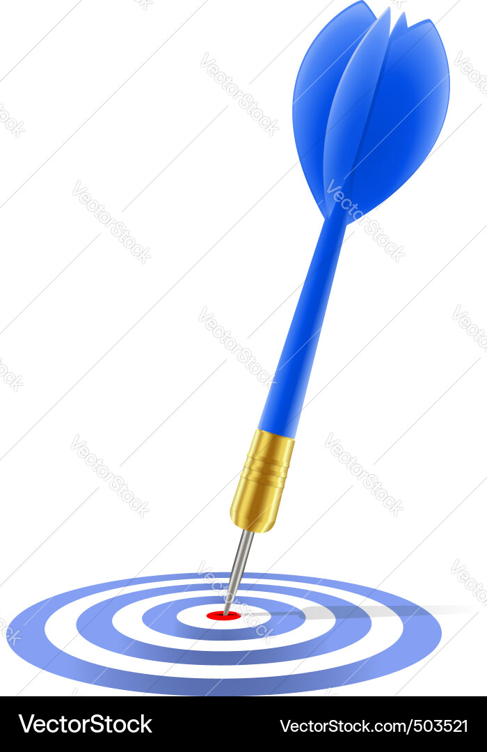 Dartboard Game - Blue Dart Impact Vector Image