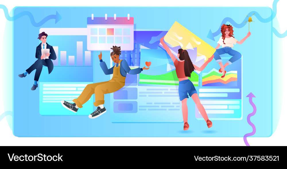 Developers team creating website ui interface web Developers team creating website ui interface web Vector Image
