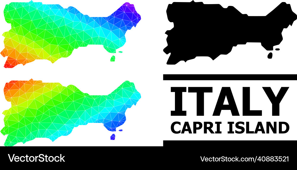 Dreieck gefüllte Regenbogenkarte der Insel Capri Dreieck gefüllte Regenbogenkarte der Insel Capri vektorbild