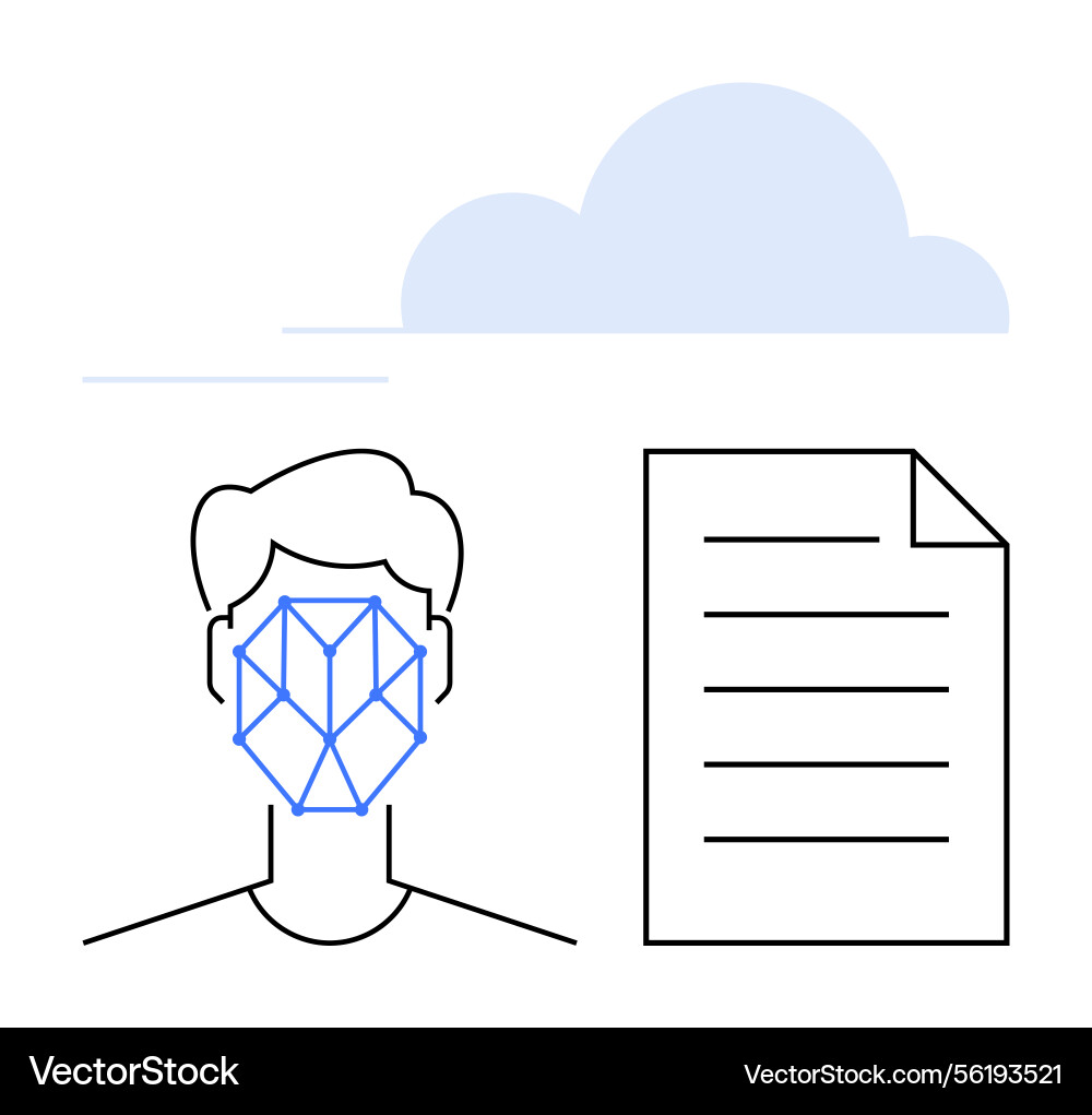 Facial recognition technology for cloud-based data Facial recognition technology for cloud-based data vector image
