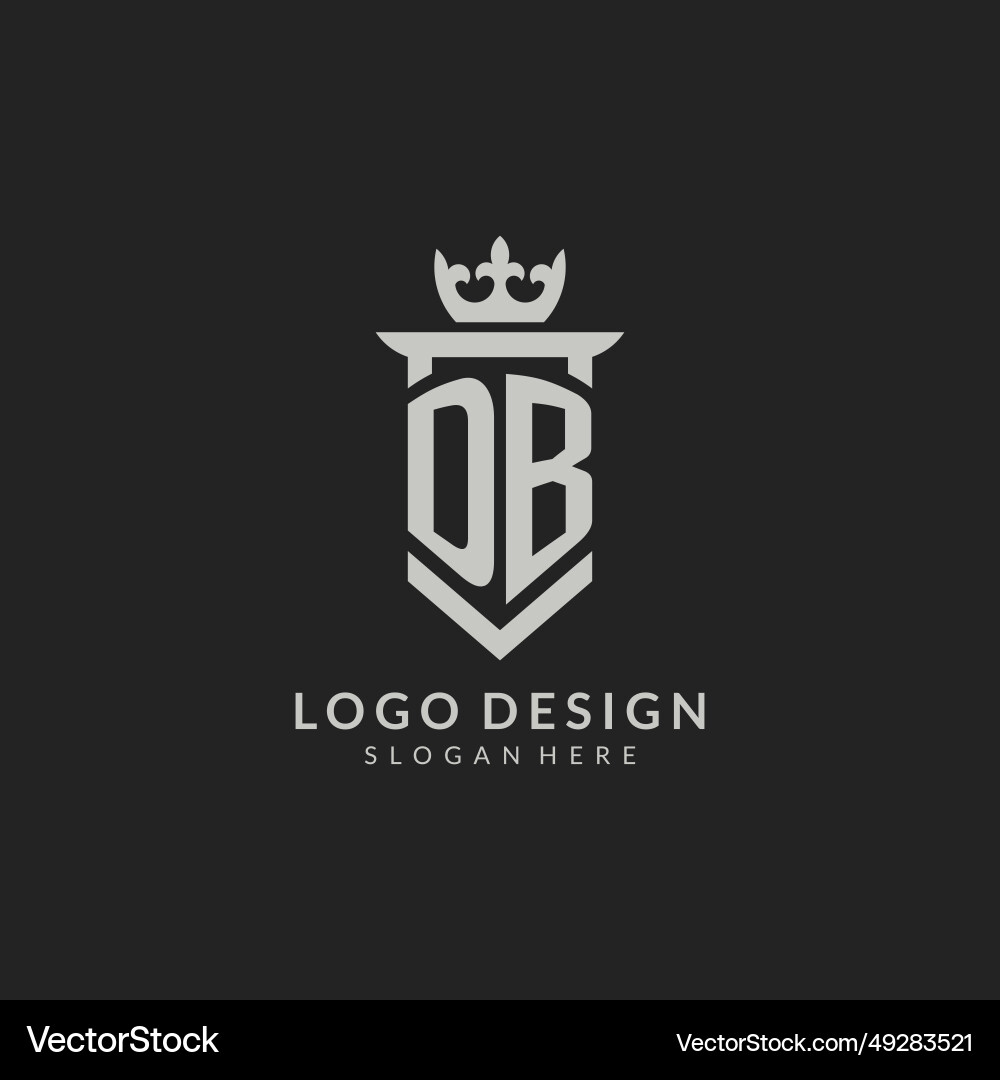 Initial db shield and crown logo style vector image