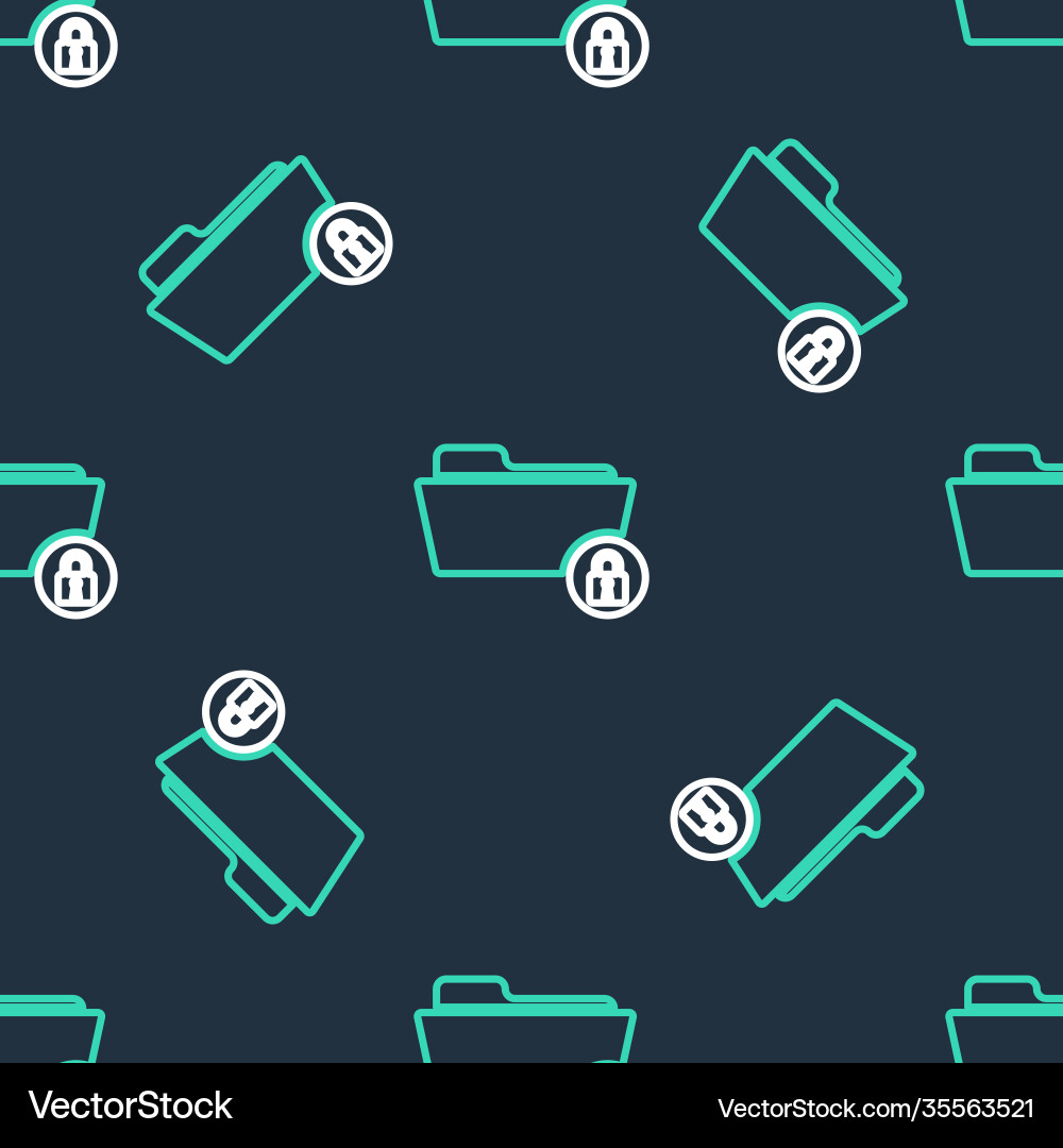 Line folder and lock icon isolated seamless Line folder and lock icon isolated seamless vector image