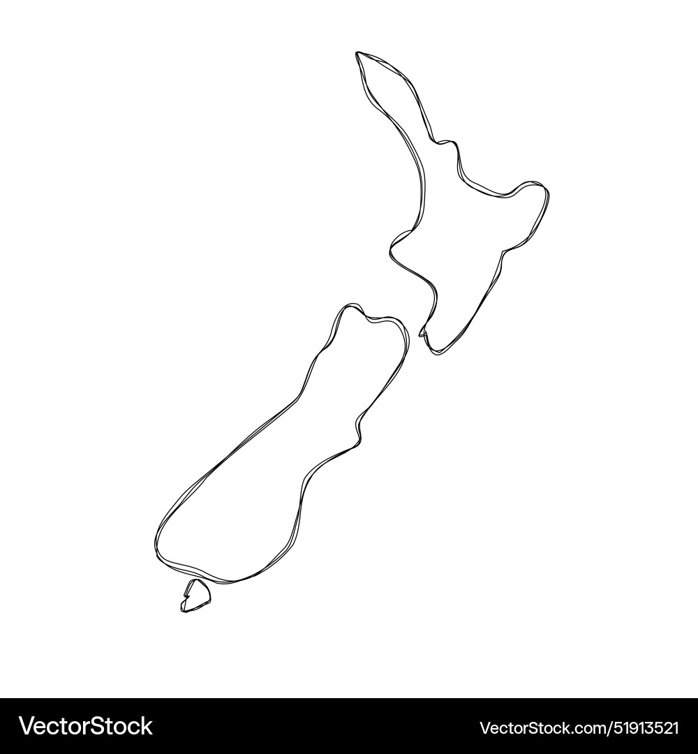 Neue Zealand vereinfachte Skizzenkarte Neue Zealand vereinfachte Skizzenkarte vektorbild