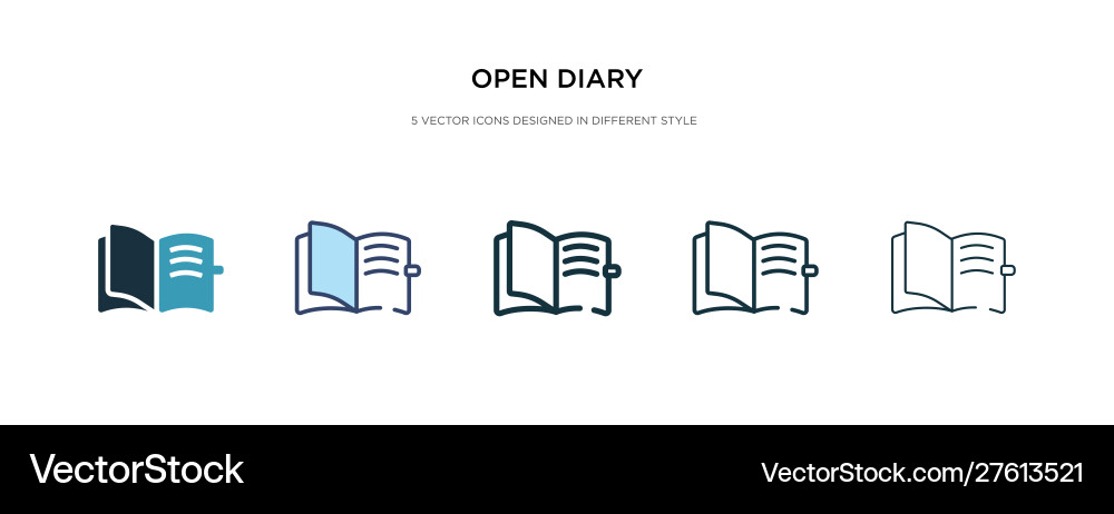 Open diary icon in different style two colored Open diary icon in different style two colored Vector Image