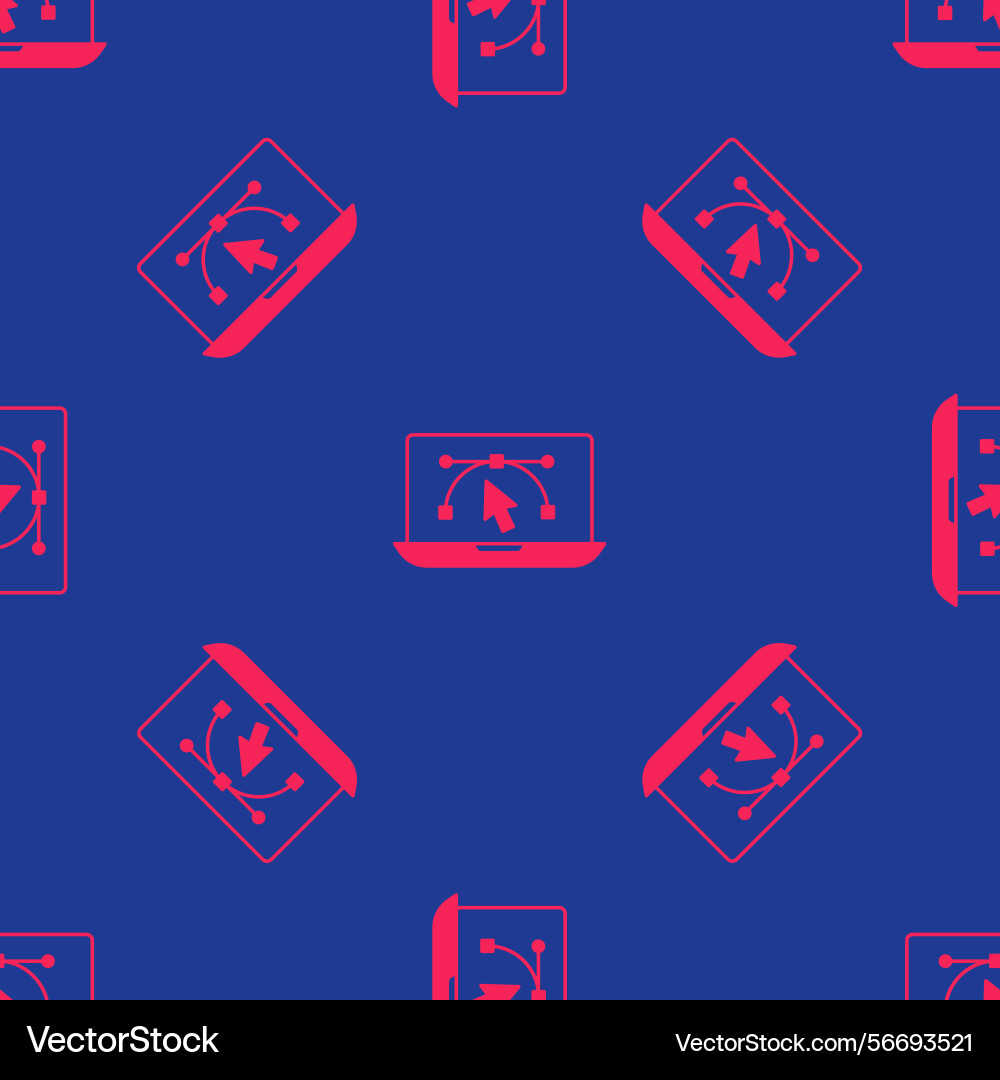 Rote Computer-Anzeige mit Design-Programm-Symbol Rote Computer-Anzeige mit Design-Programm-Symbol vektorbild