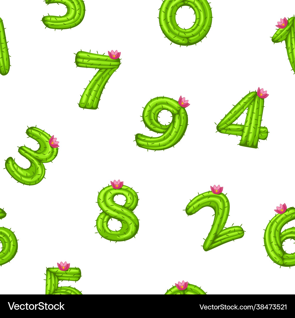 Seamless pattern with cactus numbers for ui game Seamless pattern with cactus numbers for ui game vector image