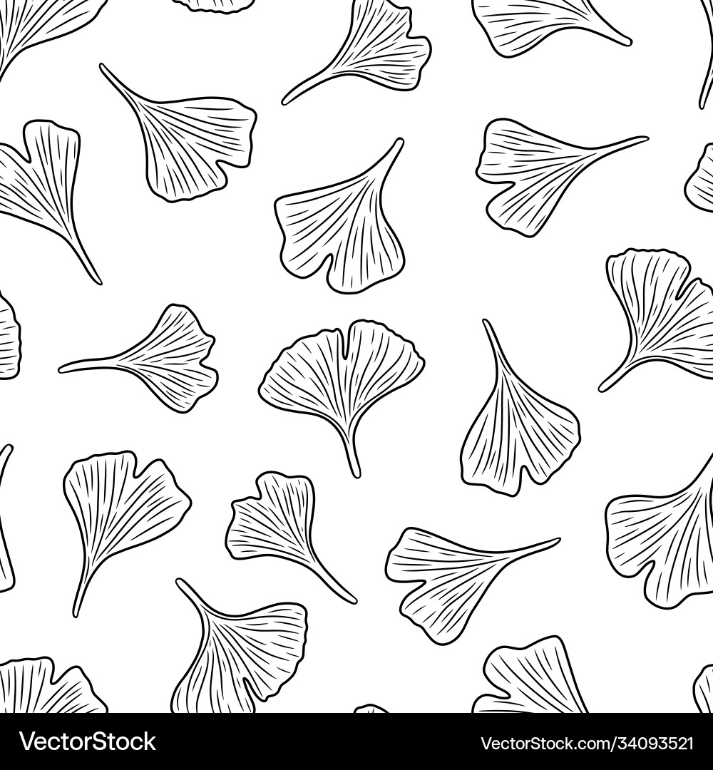 Seamless pattern with leafs ginkgo Seamless pattern with leafs ginkgo vector image