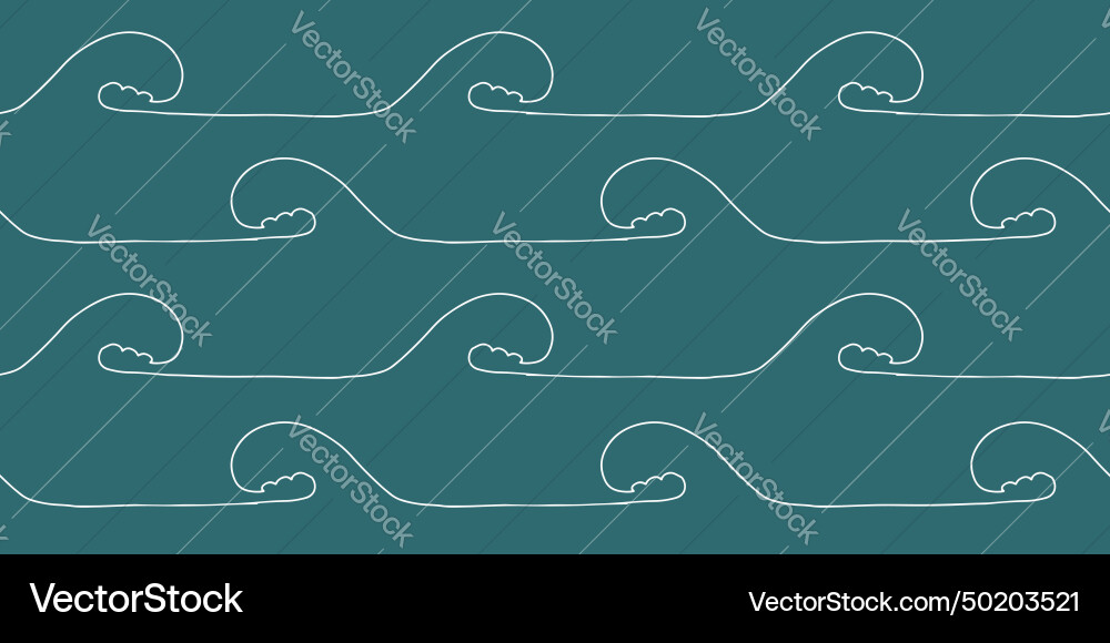 Seamless wave pattern drawn with one continuous vector image