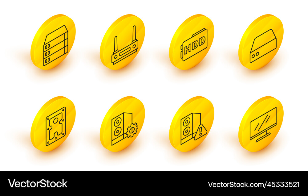 Set line computer monitor screen case Vector Image