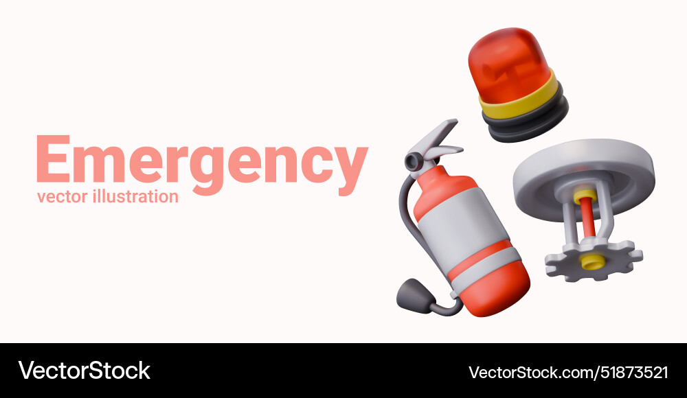 Set of items for action in case fire Set of items for action in case fire vector image